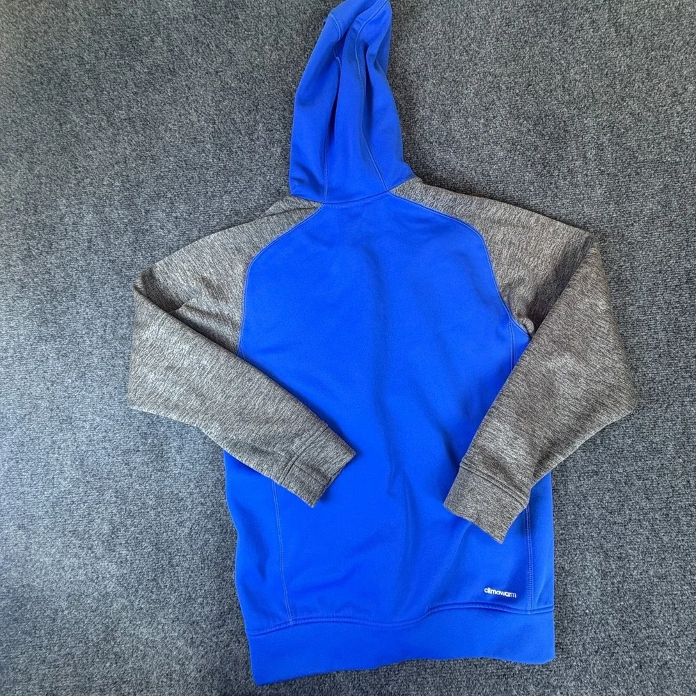 Adidas Climawarm Hoodie Men Medium Blue Gray Fleece Lined Raglan Sleeve Full Zip